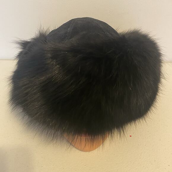 RARE VTG Mid Century Ladies Black Suede Mink/Fur Hat French Luxembourg Luxury main image 9